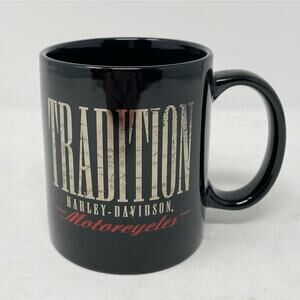Harley Davidson Black Coffee Mug TRADITION Silver Red 2000